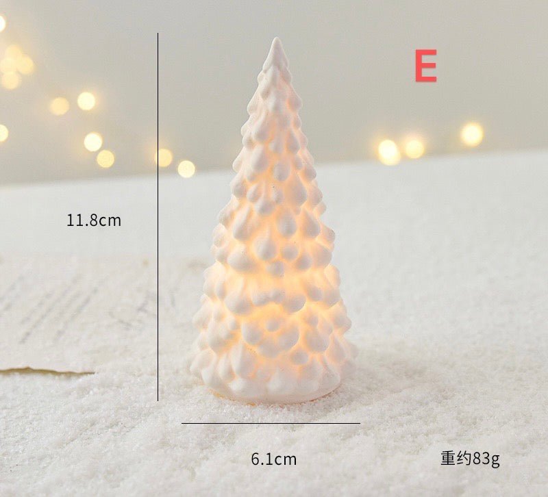 Ceramic LED Christmas Decor: Matte - textured Trees, Houses, Trains, and Crystal Trees - Handcrafted Delight for Festive Scenes and Unique Gifts, Bringing a Magical Christmas Experience for Children. - Simplidecor