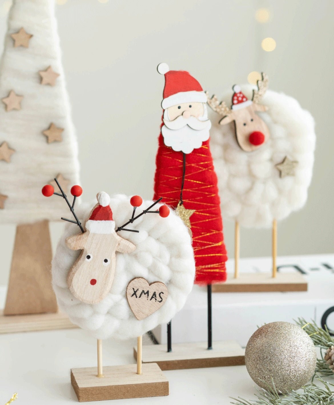 Charming Handmade Wool and Wood Table Stand Decor Collection for Festive Delight - Simplidecor