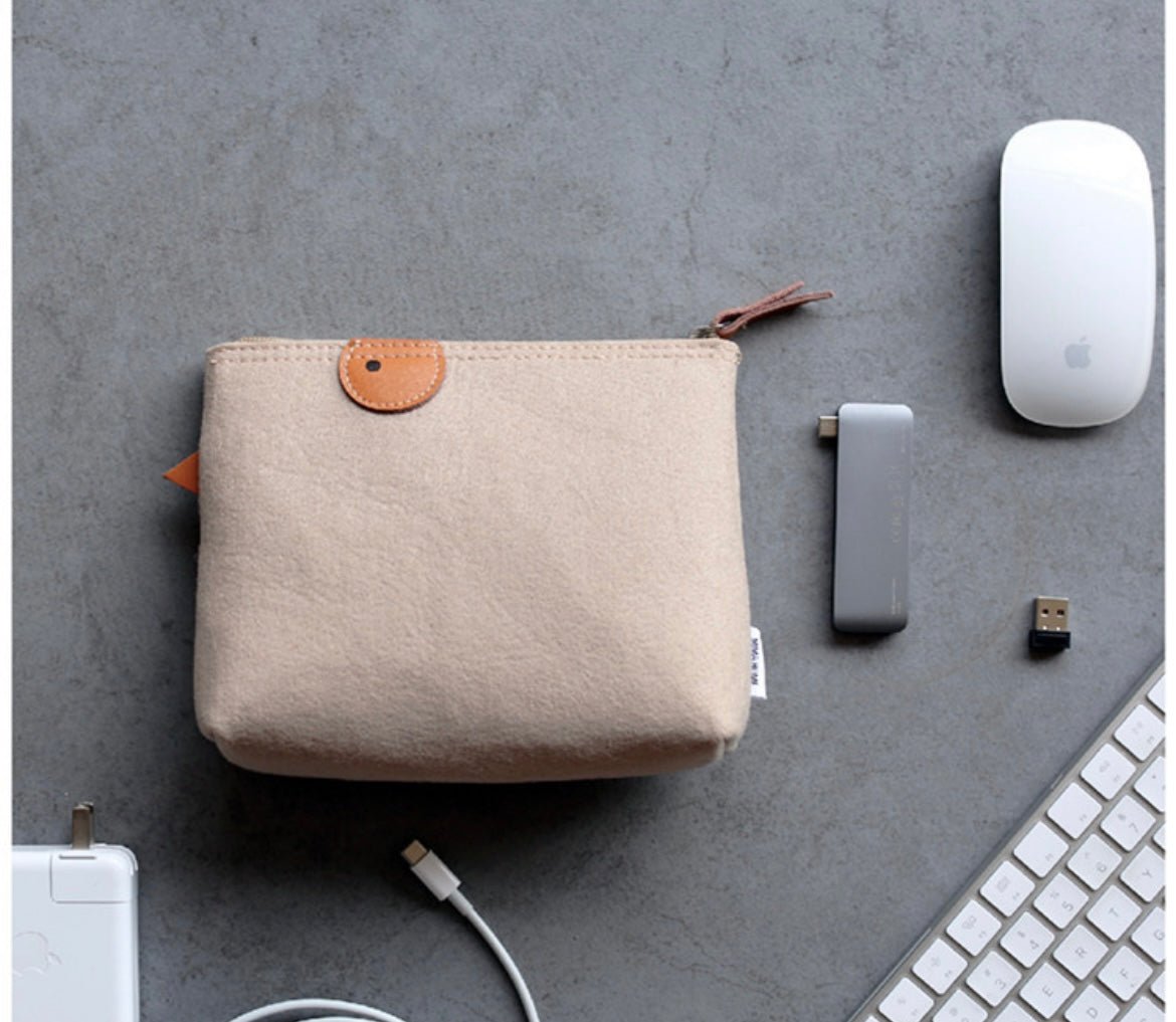Felt Leather Accessories Pouch: Handmade Elegance for Laptop Essentials | Stylish Storage Case for Mouse, Charger, and More – Perfect Gift for Him/Her! - Simplidecor