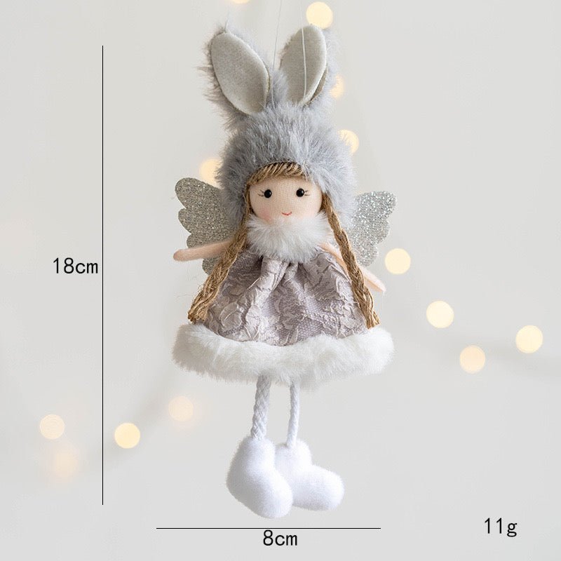 Handmade Angel in Ribbit Costume: Pink, White, Grey, Champagne - Whimsical and Unique Decor or Gift Options. Delightful Craftsmanship for Charming Ambiance. - Simplidecor