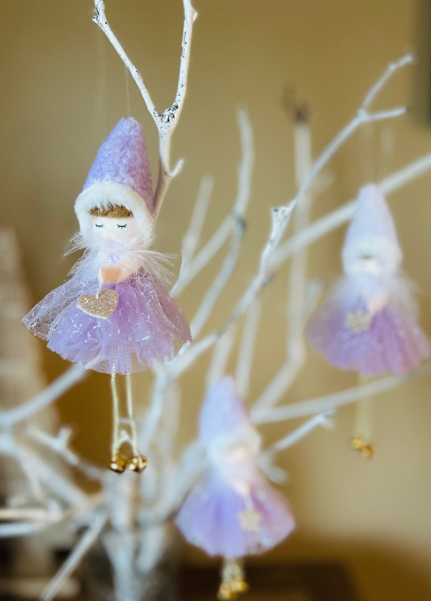 Purple Tulle Angel: Exquisite Handcrafted Ornament for Christmas, Valentine's, and Birthday Surprises, Handmade Fairy.