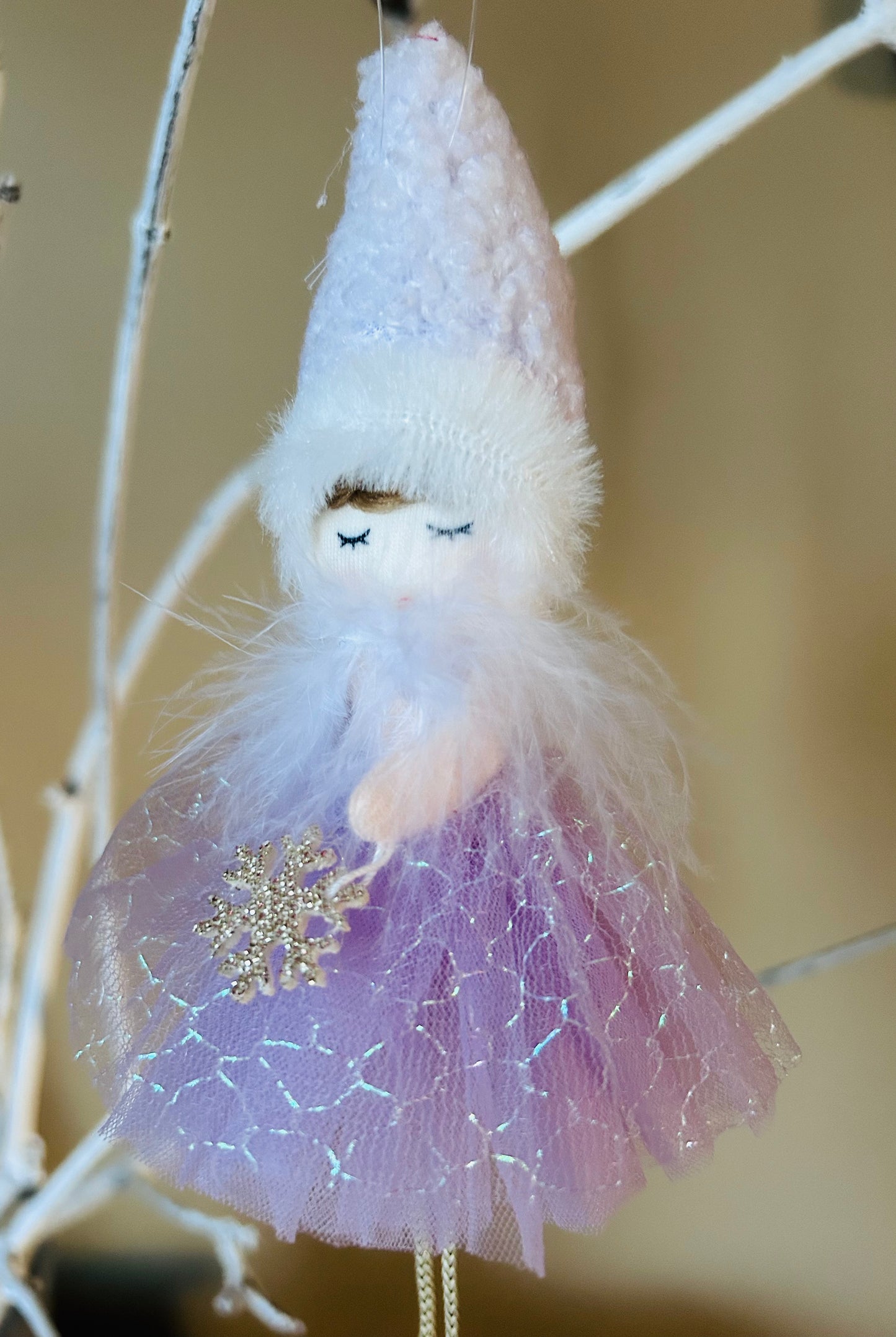 Purple Tulle Angel: Exquisite Handcrafted Ornament for Christmas, Valentine's, and Birthday Surprises, Handmade Fairy.