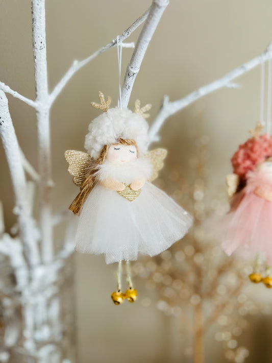 Charming Handmade Angel with Tulle Skirt and Golden Antlers: A Joyful Gift for Girls on Birthdays and Special Occasions, Handmade Fairy Canada.