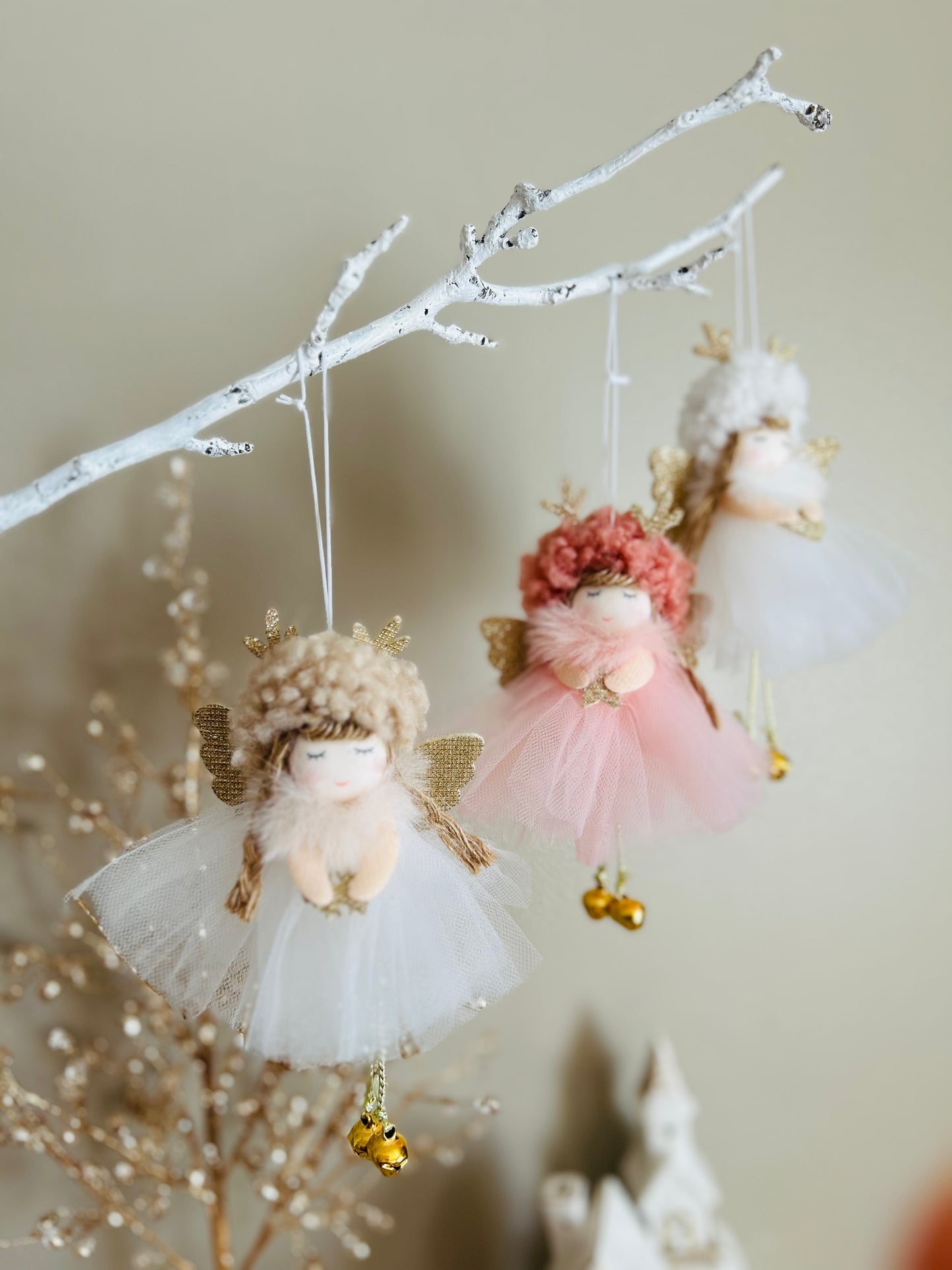 Charming Handmade Angel with Tulle Skirt and Golden Antlers: A Joyful Gift for Girls on Birthdays and Special Occasions, Handmade Fairy Canada.