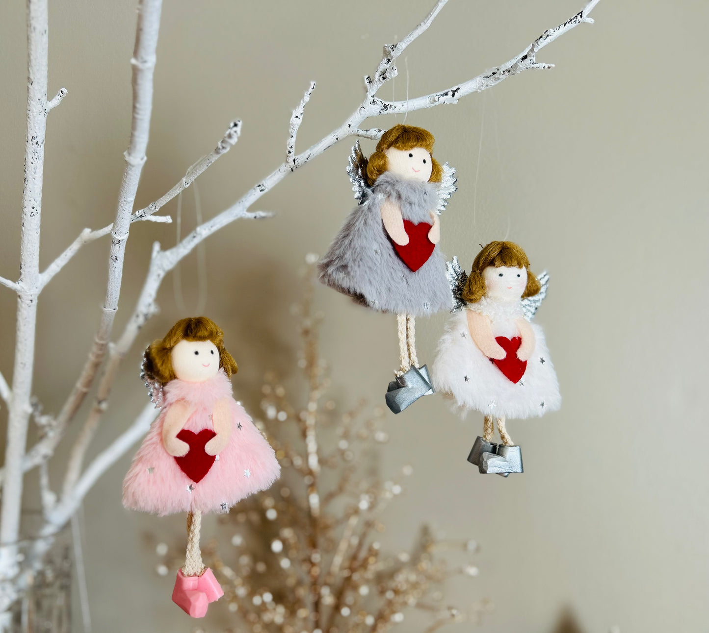 Handcrafted Plush Angel with Golden Hair: A Heartfelt Gift for Girls on Valentine's, Birthdays, and Christmas in Red, Gray, or White