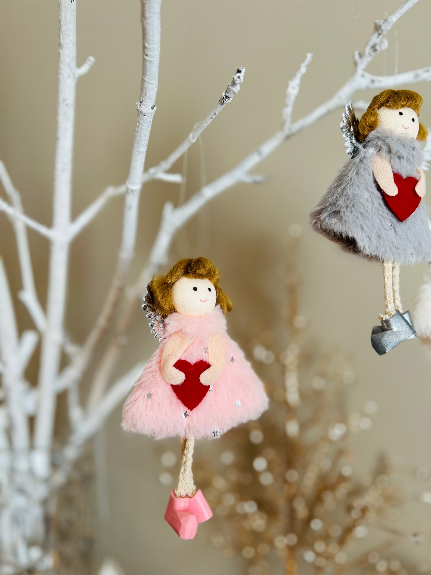 Handcrafted Plush Angel with Golden Hair: A Heartfelt Gift for Girls on Valentine's, Birthdays, and Christmas in Red, Gray, or White