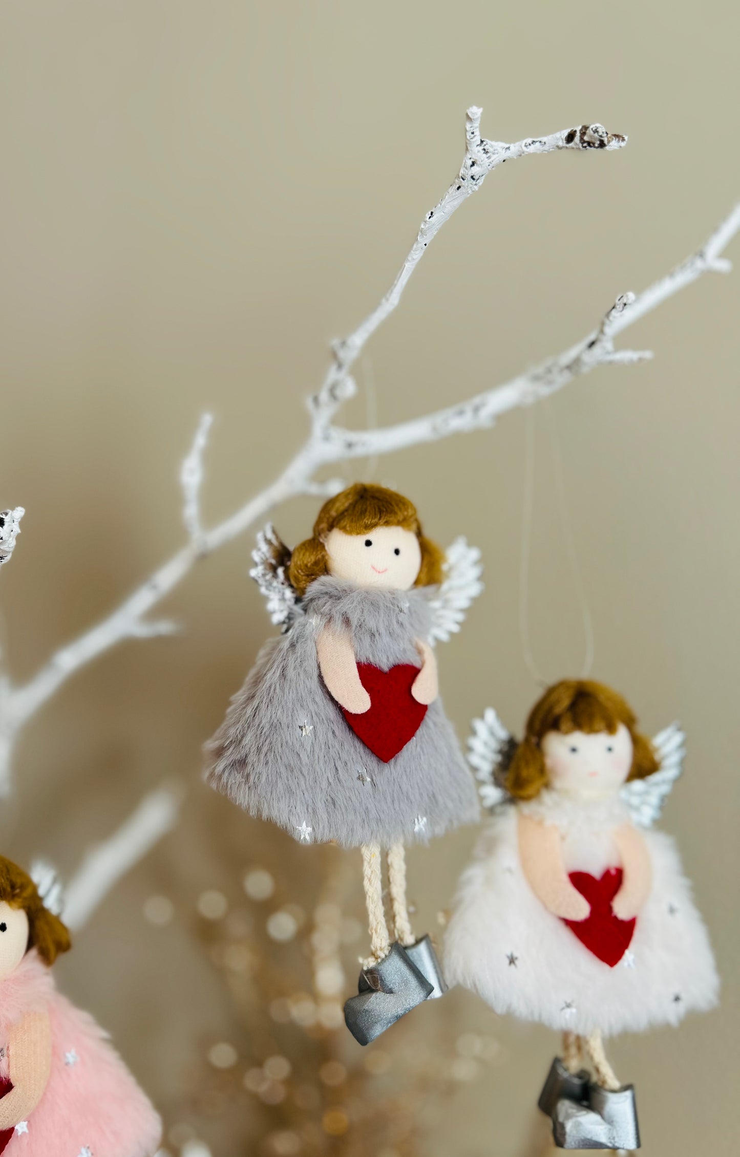 Handcrafted Plush Angel with Golden Hair: A Heartfelt Gift for Girls on Valentine's, Birthdays, and Christmas in Red, Gray, or White