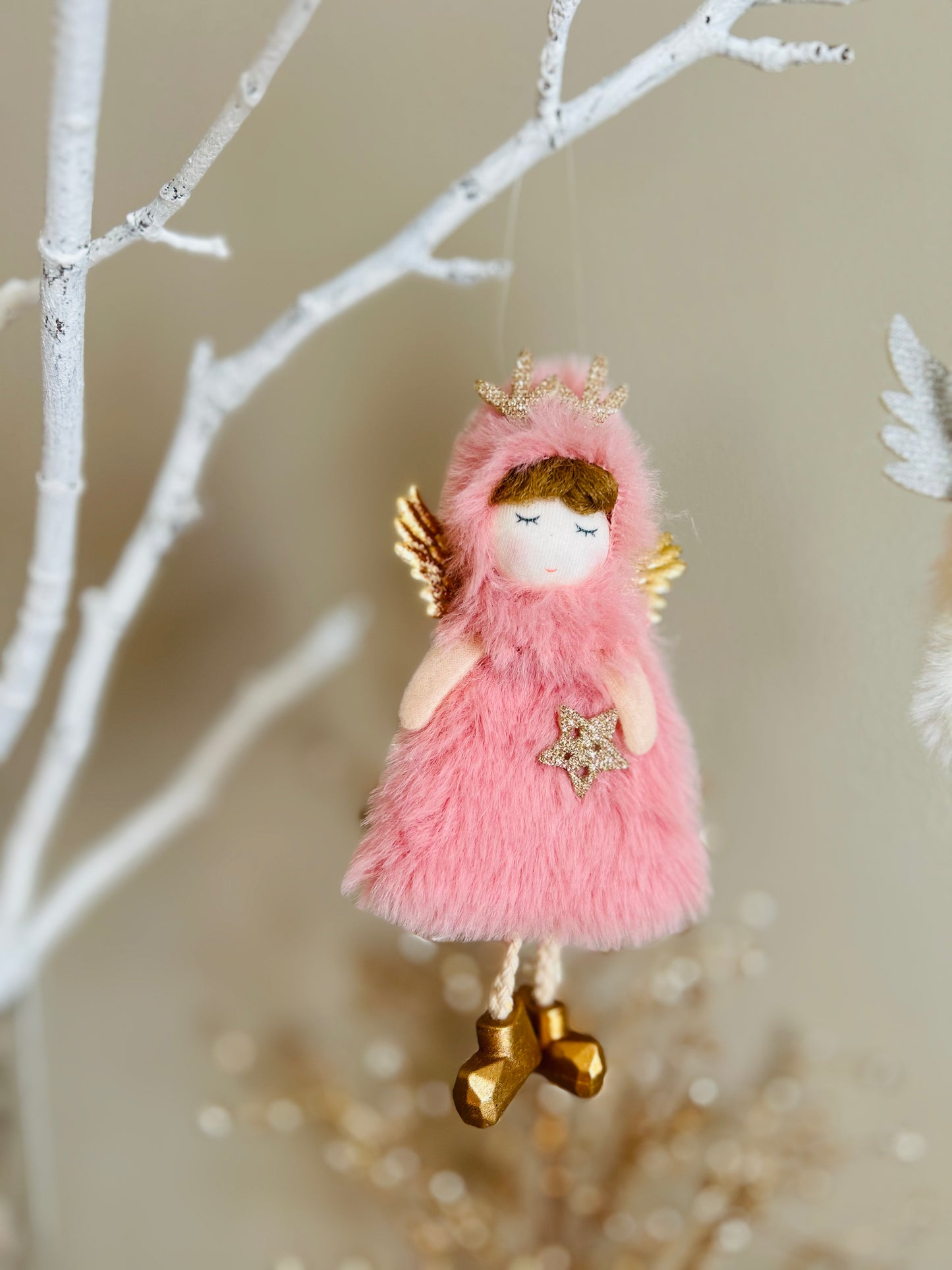 Handmade Delight: Unique Plush Skirt Deer Antler Angel Doll Pendant for Festive and Birthday Decorations – Perfect Surprise Gift for Girls! Handmade Fairy Canada.