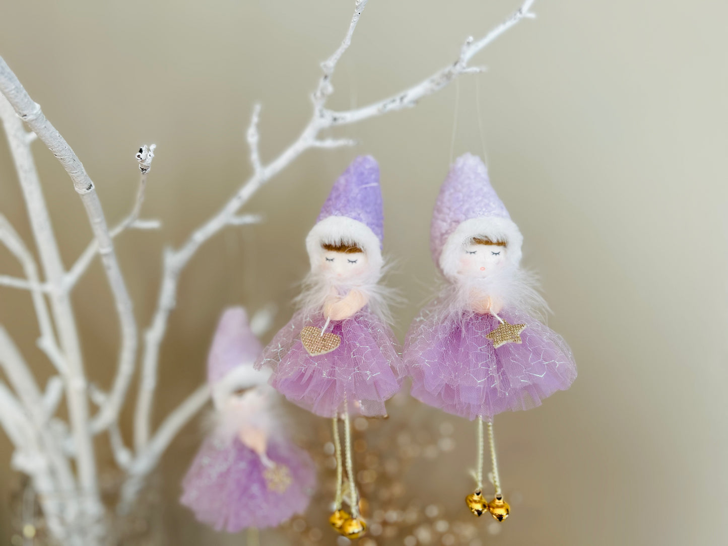 Purple Tulle Angel: Exquisite Handcrafted Ornament for Christmas, Valentine's, and Birthday Surprises, Handmade Fairy.