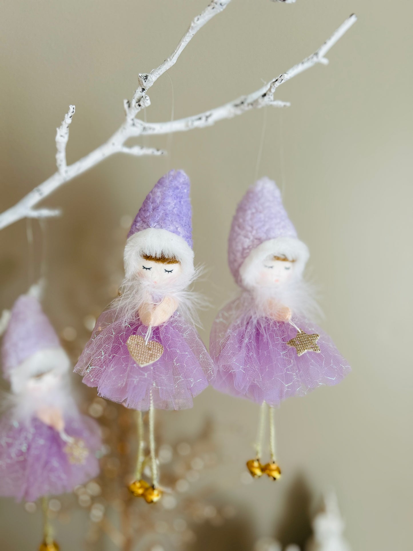 Purple Tulle Angel: Exquisite Handcrafted Ornament for Christmas, Valentine's, and Birthday Surprises, Handmade Fairy.