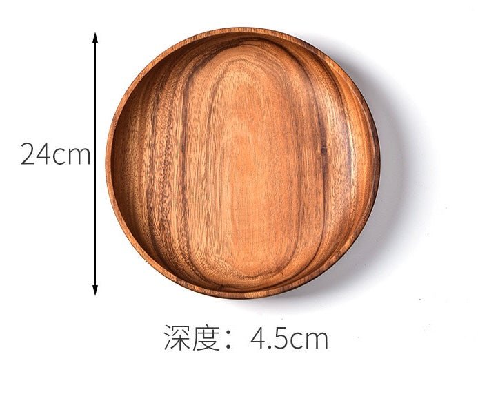 Acacia Wood Dinner Plates – Solid Wood Tableware, Multiple Sizes & Depths, Eco - Friendly Dining Essentials - Simplidecor
