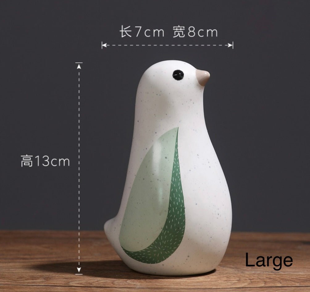 Ceramic Bird Figurines in Refreshing White and Green - Perfect Relaxation and Tranquility for Your Home Decor - Simplidecor