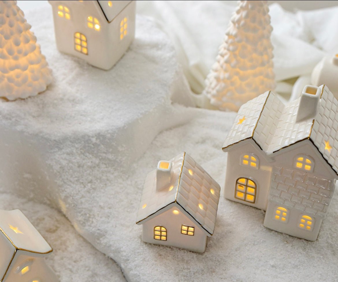 Ceramic LED Christmas Decor: Handcrafted Houses and Trees for Festive Scenes and Thoughtful Gifts - Simplidecor