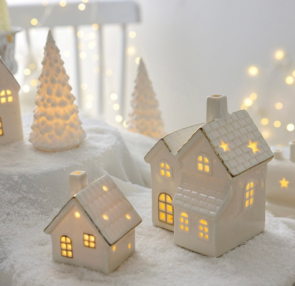 Ceramic LED Christmas Decor: Handcrafted Houses and Trees for Festive Scenes and Thoughtful Gifts - Simplidecor