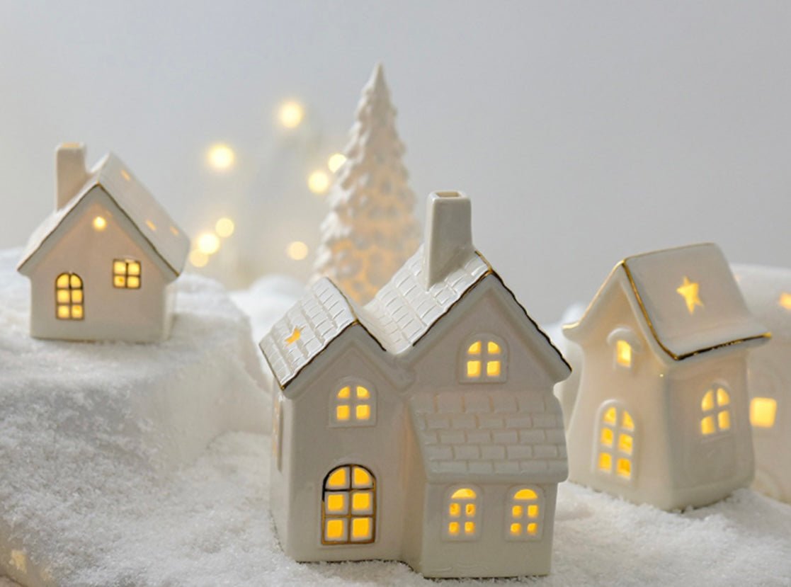 Ceramic LED Christmas Decor: Handcrafted Houses and Trees for Festive Scenes and Thoughtful Gifts - Simplidecor