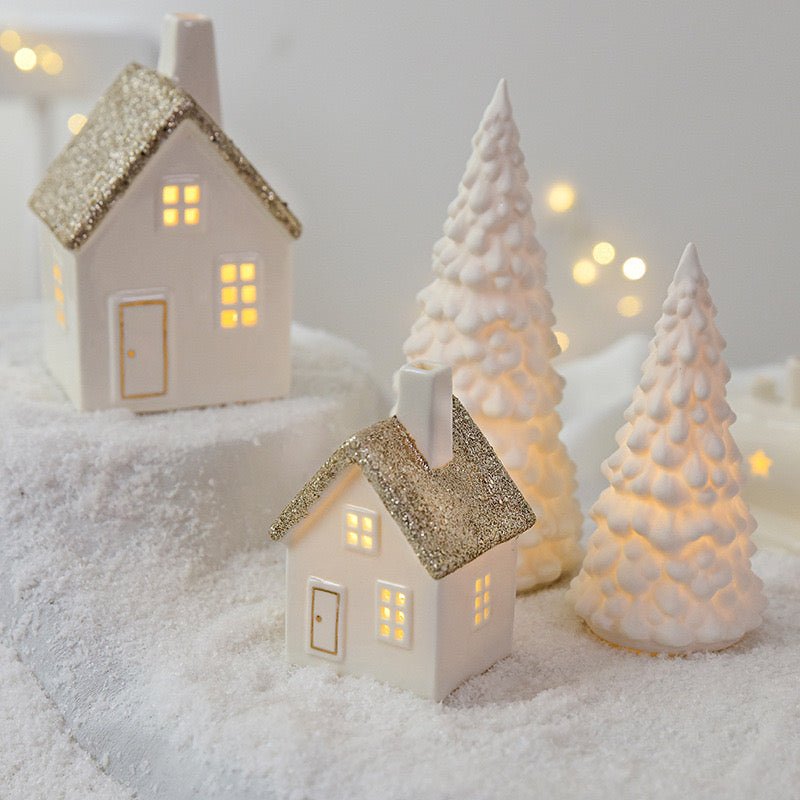 Ceramic LED Christmas Decor: Handcrafted Houses and Trees for Festive Scenes and Thoughtful Gifts - Simplidecor