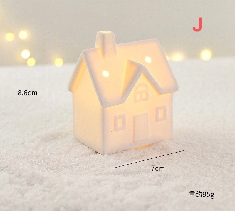 Ceramic LED Christmas Decor: Matte - textured Trees, Houses, Trains, and Crystal Trees - Handcrafted Delight for Festive Scenes and Unique Gifts, Bringing a Magical Christmas Experience for Children. - Simplidecor