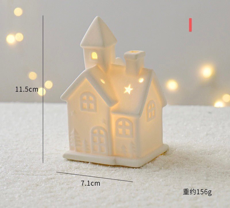 Ceramic LED Christmas Decor: Matte - textured Trees, Houses, Trains, and Crystal Trees - Handcrafted Delight for Festive Scenes and Unique Gifts, Bringing a Magical Christmas Experience for Children. - Simplidecor