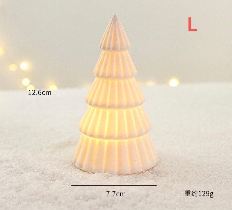 Ceramic LED Christmas Decor: Matte - textured Trees, Houses, Trains, and Crystal Trees - Handcrafted Delight for Festive Scenes and Unique Gifts, Bringing a Magical Christmas Experience for Children. - Simplidecor