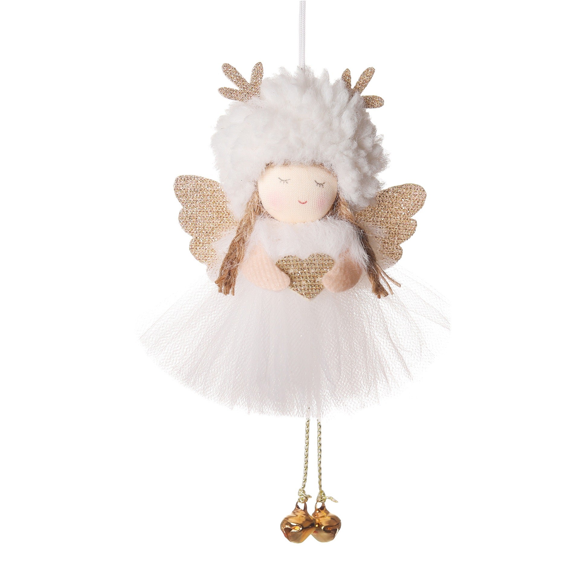 Charming Handmade Angel with Tulle Skirt and Golden Antlers: A Joyful Gift for Girls on Birthdays and Special Occasions, Handmade Fairy Canada. - Simplidecor