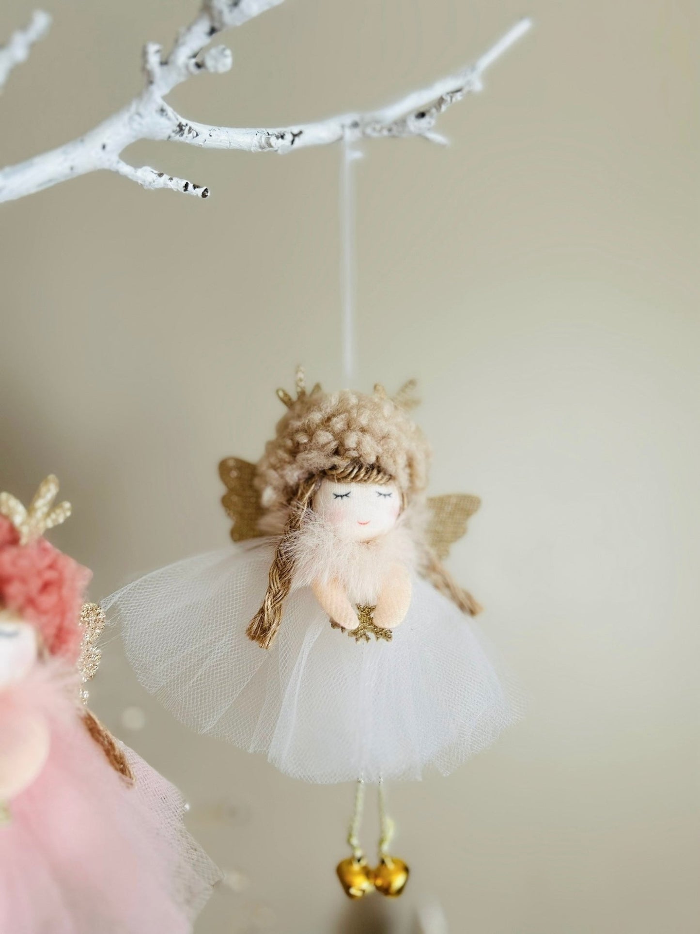 Charming Handmade Angel with Tulle Skirt and Golden Antlers: A Joyful Gift for Girls on Birthdays and Special Occasions, Handmade Fairy Canada. - Simplidecor