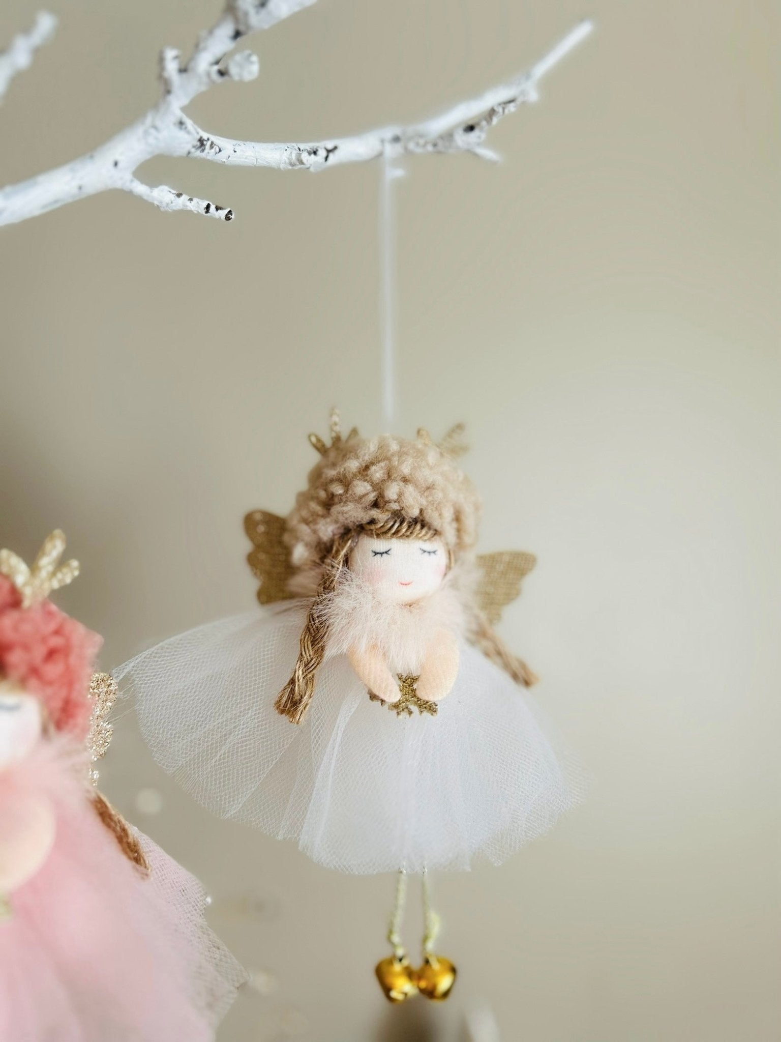 Charming Handmade Angel with Tulle Skirt and Golden Antlers: A Joyful Gift for Girls on Birthdays and Special Occasions, Handmade Fairy Canada. - Simplidecor