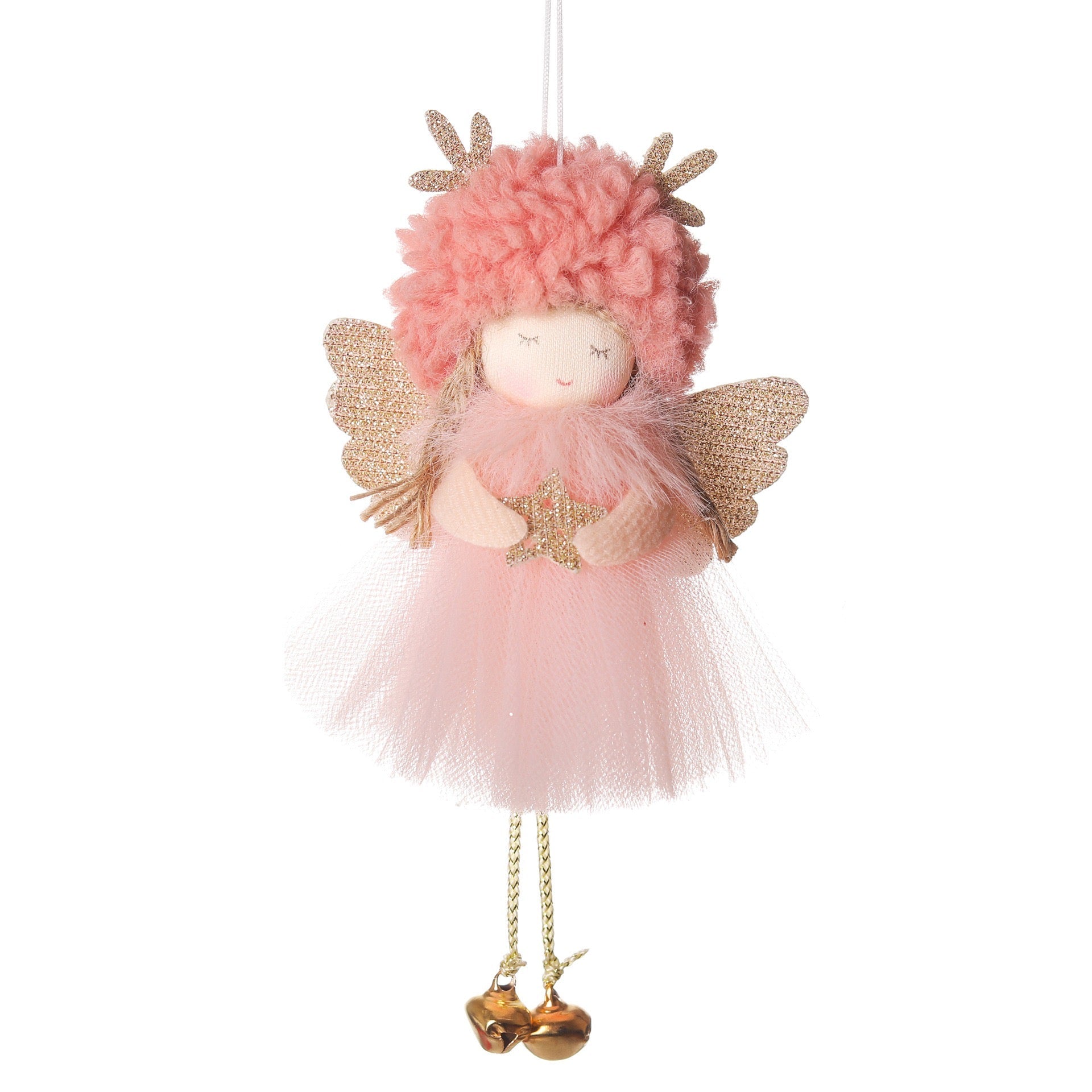 Charming Handmade Angel with Tulle Skirt and Golden Antlers: A Joyful Gift for Girls on Birthdays and Special Occasions, Handmade Fairy Canada. - Simplidecor