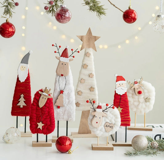 Charming Handmade Wool and Wood Table Stand Decor Collection for Festive Delight - Simplidecor