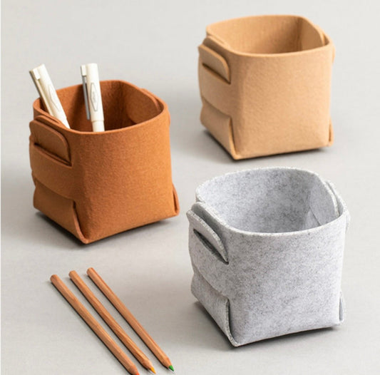 Chic and Minimal: Personalized Small Felt Storage Bin – A Stylish and Versatile Organizer for Home and Office (101010cm) - Simplidecor