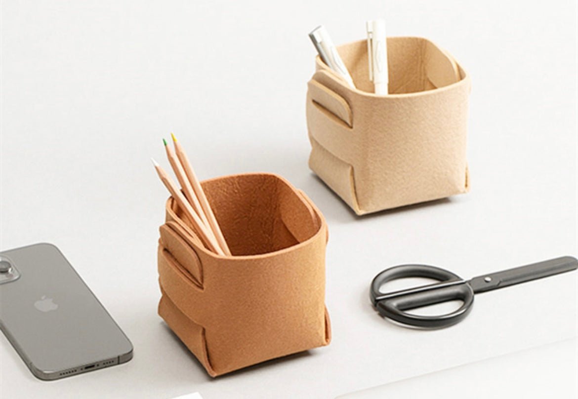 Chic and Minimal: Personalized Small Felt Storage Bin – A Stylish and Versatile Organizer for Home and Office (101010cm) - Simplidecor