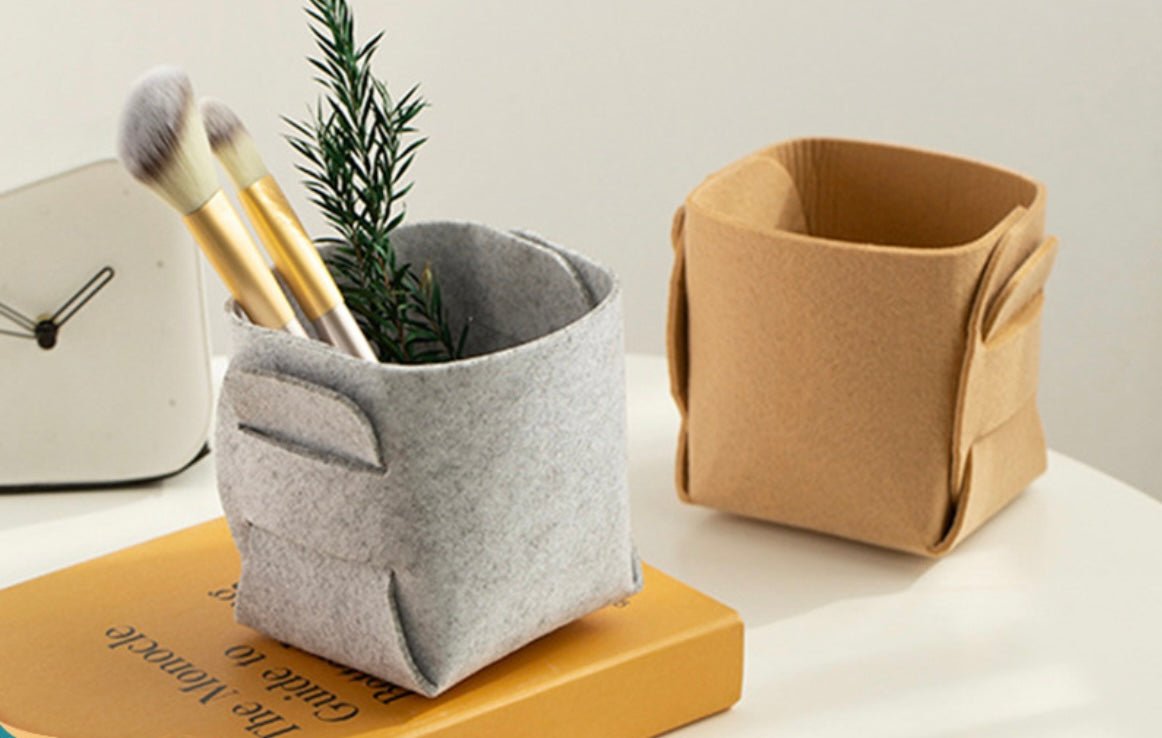 Chic and Minimal: Personalized Small Felt Storage Bin – A Stylish and Versatile Organizer for Home and Office (101010cm) - Simplidecor