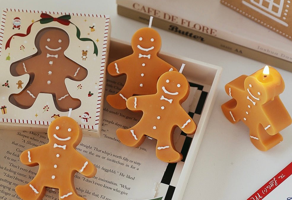 Delight in Festive Cheer with Gingerbread Man Candles: Coffee and Milk Aroma, Adorable Design. Perfect for Creating a Cozy Christmas Atmosphere and Ideal as a Sweet Gift for Children! - Simplidecor