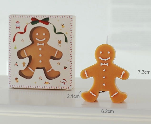 Delight in Festive Cheer with Gingerbread Man Candles: Coffee and Milk Aroma, Adorable Design. Perfect for Creating a Cozy Christmas Atmosphere and Ideal as a Sweet Gift for Children! - Simplidecor