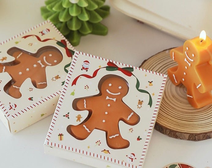Delight in Festive Cheer with Gingerbread Man Candles: Coffee and Milk Aroma, Adorable Design. Perfect for Creating a Cozy Christmas Atmosphere and Ideal as a Sweet Gift for Children! - Simplidecor
