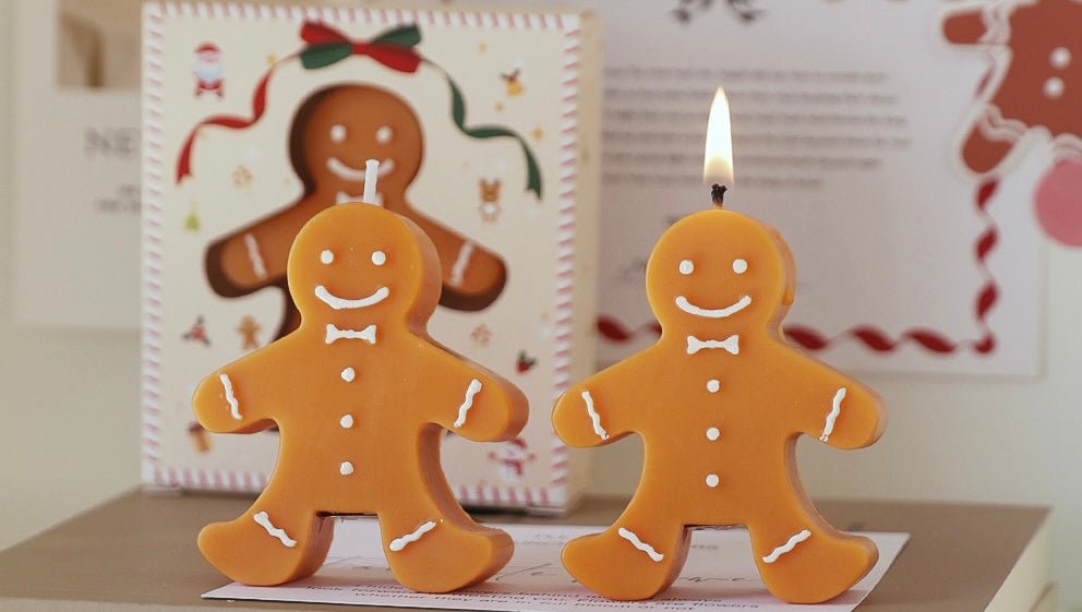 Delight in Festive Cheer with Gingerbread Man Candles: Coffee and Milk Aroma, Adorable Design. Perfect for Creating a Cozy Christmas Atmosphere and Ideal as a Sweet Gift for Children! - Simplidecor