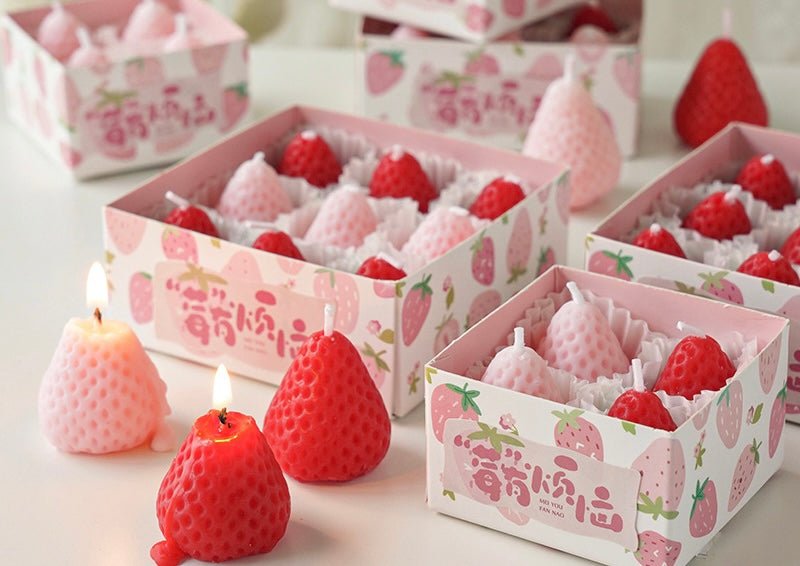 Elevate Celebrations with Strawberry - Shaped Candles: Fragrant Delight for Birthdays, Holidays, Weddings. Choose Red or Pink for a Whimsical Atmosphere! - Simplidecor