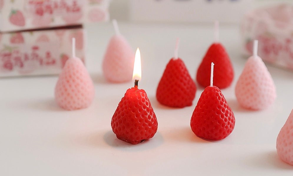 Elevate Celebrations with Strawberry - Shaped Candles: Fragrant Delight for Birthdays, Holidays, Weddings. Choose Red or Pink for a Whimsical Atmosphere! - Simplidecor