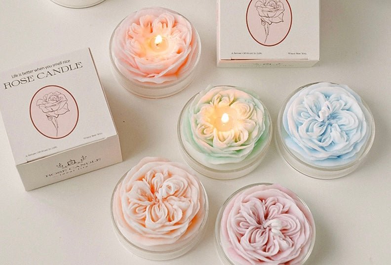 Elevate Every Occasion with Exquisite Rose - Shaped Candles in Transparent Glass Cups: Set the Perfect Ambiance with Scents like French Lavender, Sage Sea Salt, and More! - Simplidecor