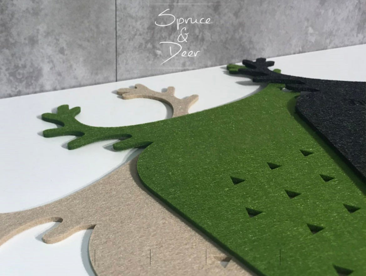 Elevate Your Christmas Decor with Stylish Reindeer Felt Table Mats: Versatile, Minimalist, and Charming Gifts in Green, Black, and Beige. Add a Touch of Holiday Magic to Your Table - Simplidecor