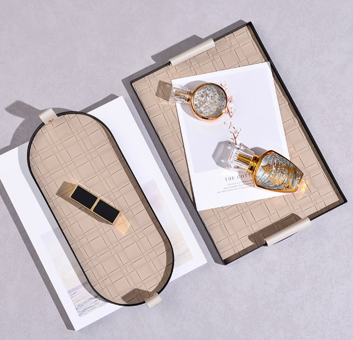 Elevate Your Home with Luxury: Embossed Leather Tray with Sleek Black Metal Accents – A Stylish and Versatile Gift for Every Occasion! - Simplidecor