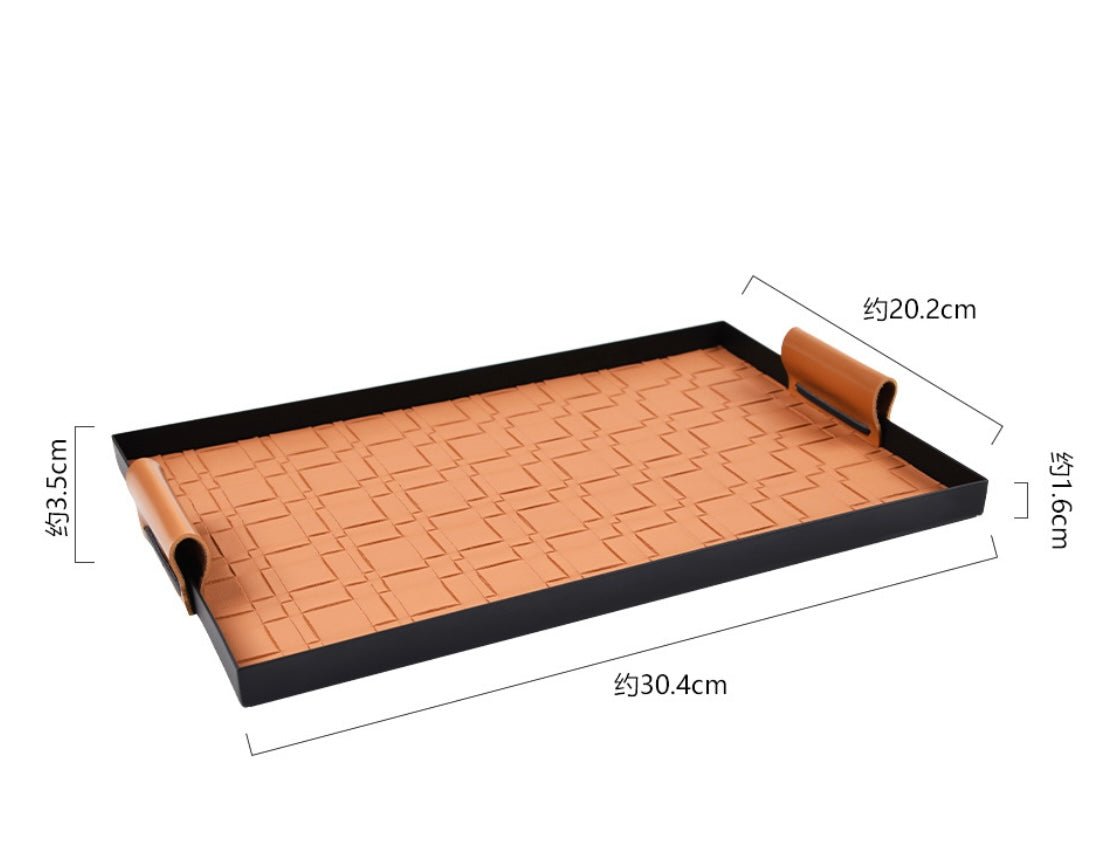 Elevate Your Home with Luxury: Embossed Leather Tray with Sleek Black Metal Accents – A Stylish and Versatile Gift for Every Occasion! - Simplidecor
