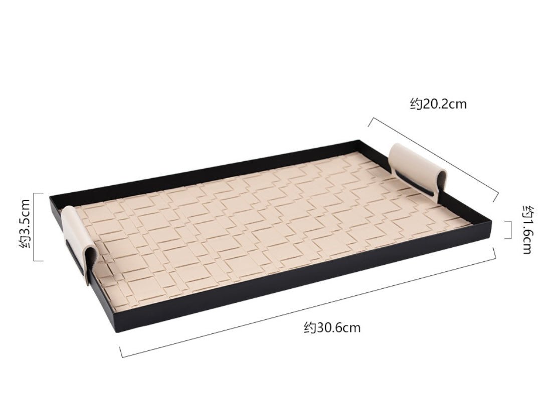 Elevate Your Home with Luxury: Embossed Leather Tray with Sleek Black Metal Accents – A Stylish and Versatile Gift for Every Occasion! - Simplidecor