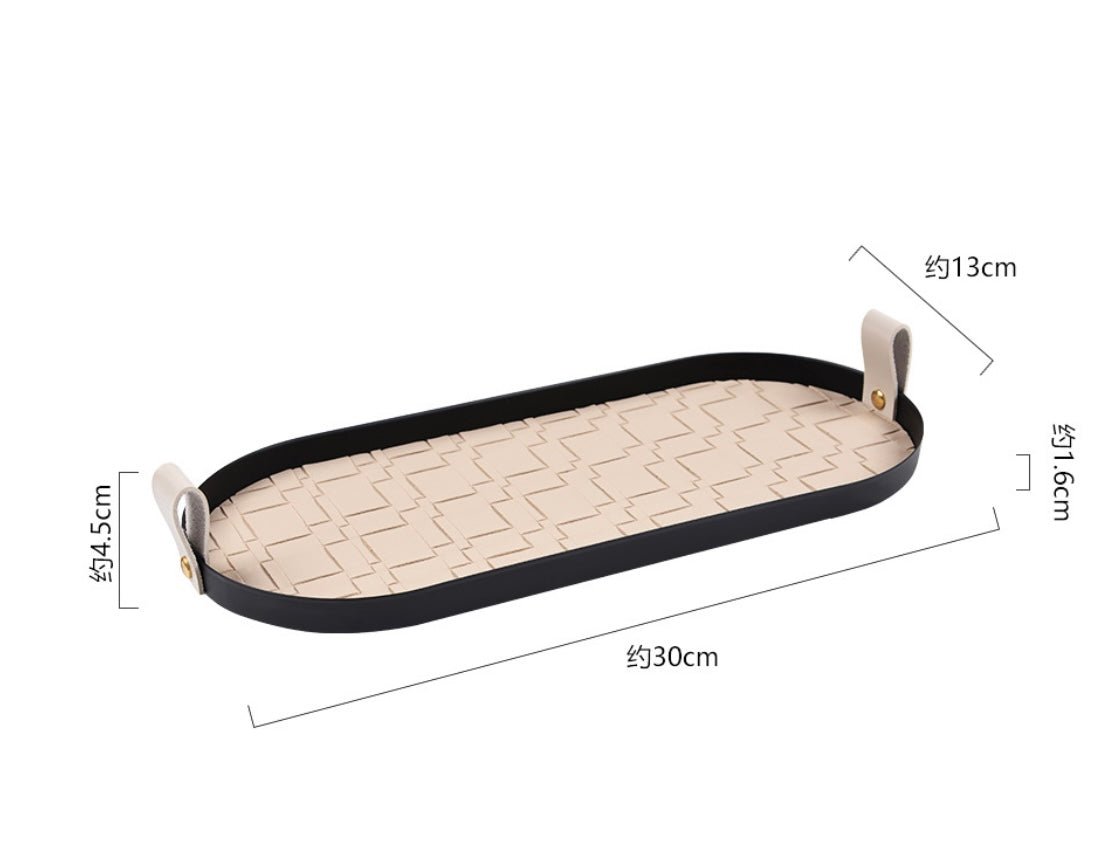Elevate Your Home with Luxury: Embossed Leather Tray with Sleek Black Metal Accents – A Stylish and Versatile Gift for Every Occasion! - Simplidecor