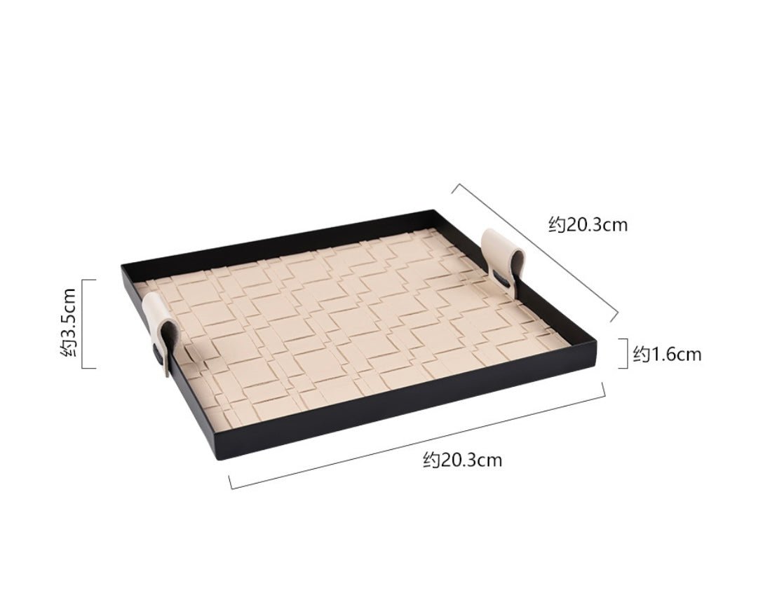 Elevate Your Home with Luxury: Embossed Leather Tray with Sleek Black Metal Accents – A Stylish and Versatile Gift for Every Occasion! - Simplidecor