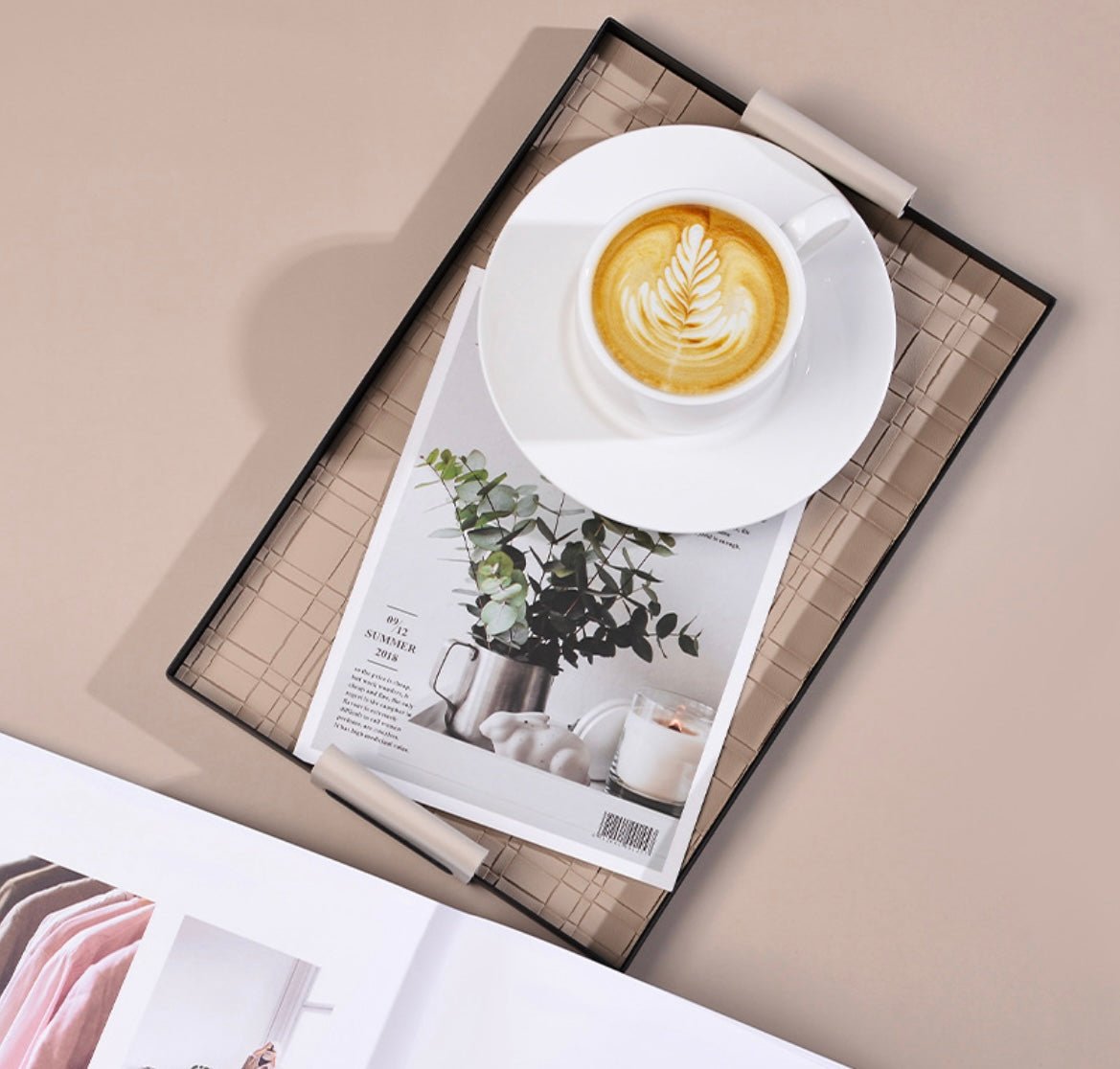Elevate Your Home with Luxury: Embossed Leather Tray with Sleek Black Metal Accents – A Stylish and Versatile Gift for Every Occasion! - Simplidecor