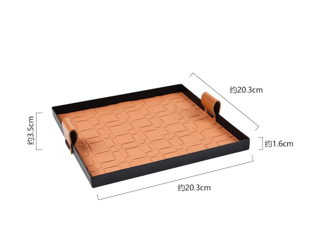 Elevate Your Home with Luxury: Embossed Leather Tray with Sleek Black Metal Accents – A Stylish and Versatile Gift for Every Occasion! - Simplidecor