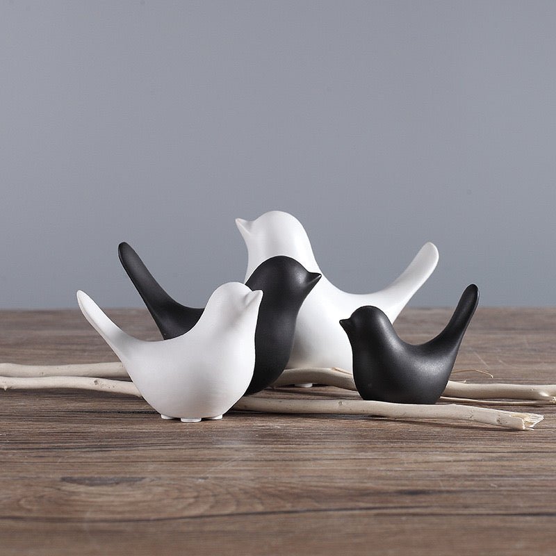 Elevate Your Space with Exquisite Ceramic Bird Figurines – Choose from Black and White for Personalized Combinations in Home, Office, or Study Decor - Simplidecor