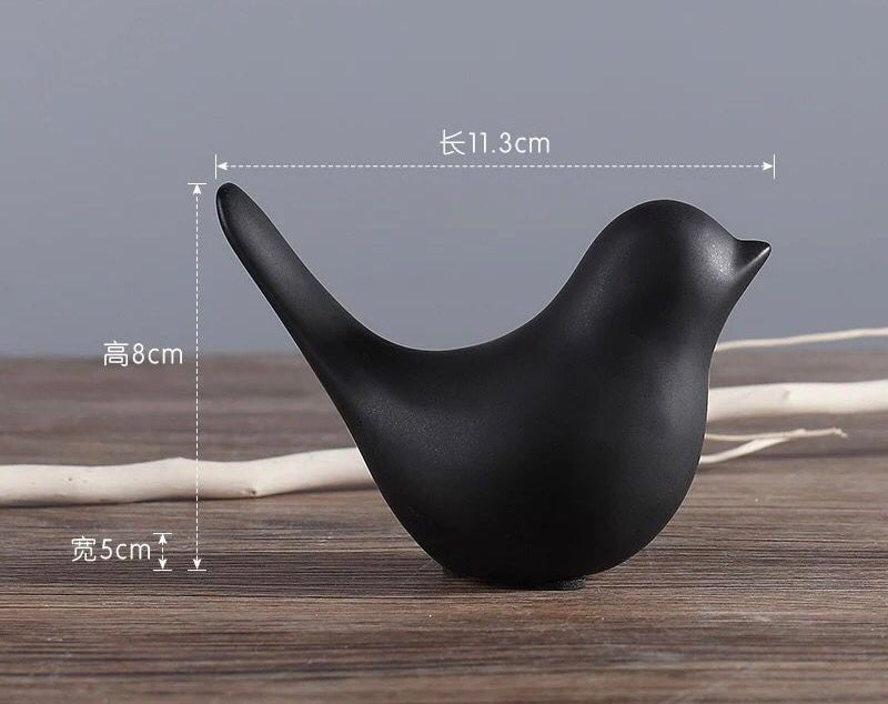 Elevate Your Space with Exquisite Ceramic Bird Figurines – Choose from Black and White for Personalized Combinations in Home, Office, or Study Decor - Simplidecor