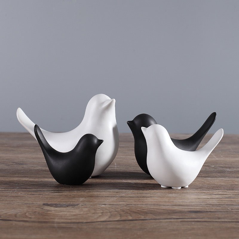 Elevate Your Space with Exquisite Ceramic Bird Figurines – Choose from Black and White for Personalized Combinations in Home, Office, or Study Decor - Simplidecor