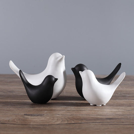 Elevate Your Space with Exquisite Ceramic Bird Figurines – Choose from Black and White for Personalized Combinations in Home, Office, or Study Decor - Simplidecor